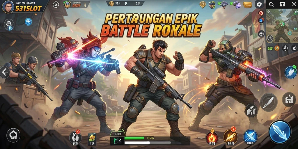 Tangkapan layar gameplay 531SLOT yang menampilkan aksi Battle Royale yang mendebarkan.