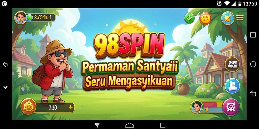 Tangkapan layar utama 98SPIN menampilkan gameplay yang menarik dan penuh warna.