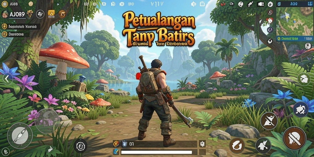 Tangkapan layar menampilkan pemandangan menakjubkan dari dunia terbuka AJO89.