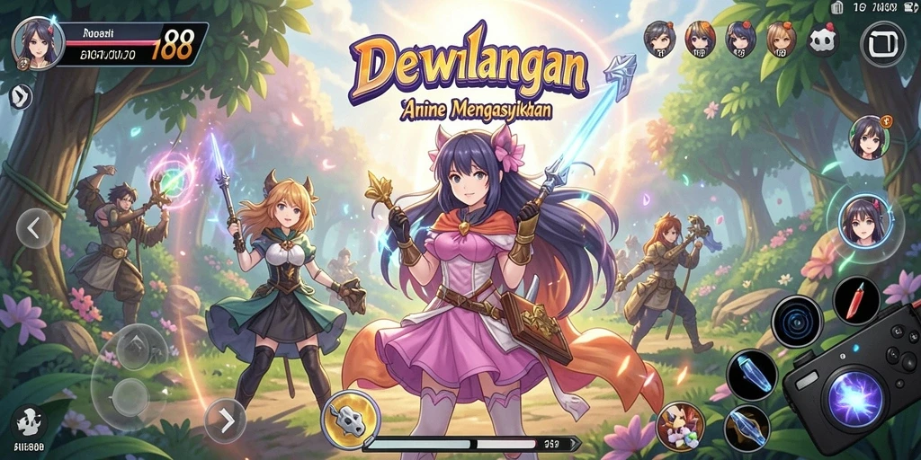 Tangkapan layar gameplay DEWI188 menampilkan aksi seru dan karakter anime yang memukau.