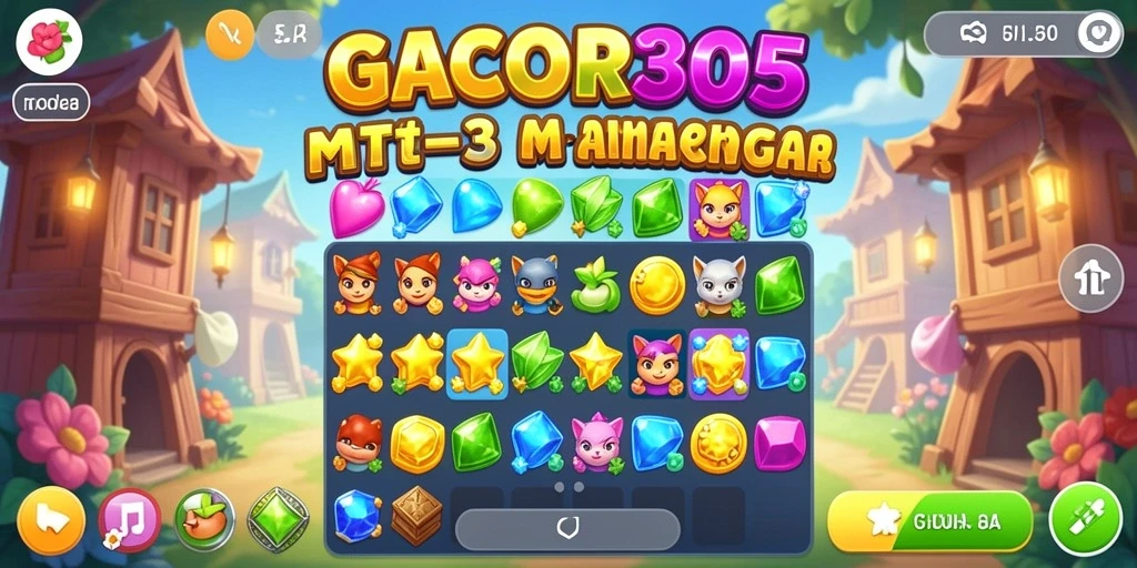 Screenshot GACOR305 menampilkan gameplay seru dalam genre Match-3.