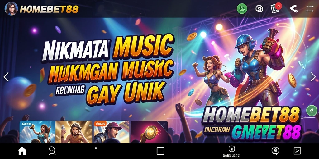 Tampilan gameplay HOMEBET88 dengan interaksi musik menarik.