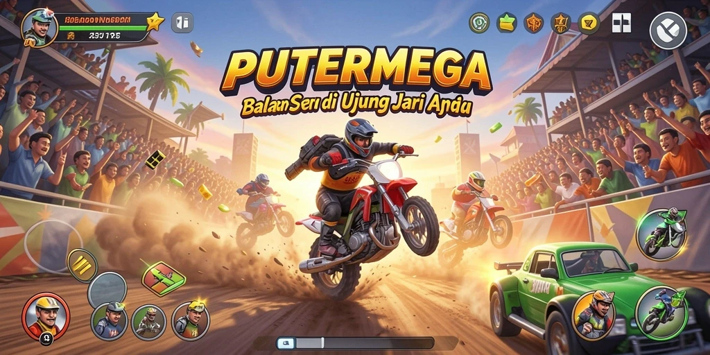 Screenshot mendebarkan dari balapan PUTERMEGA yang penuh aksi.