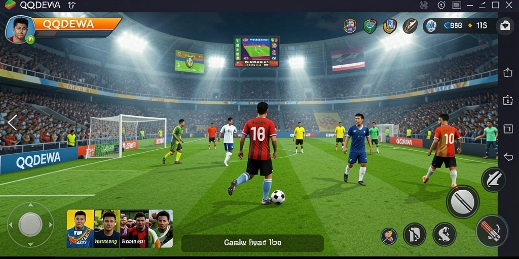 Tangkapan layar menunjukkan permainan sepak bola yang mendebarkan di QQDEWA.