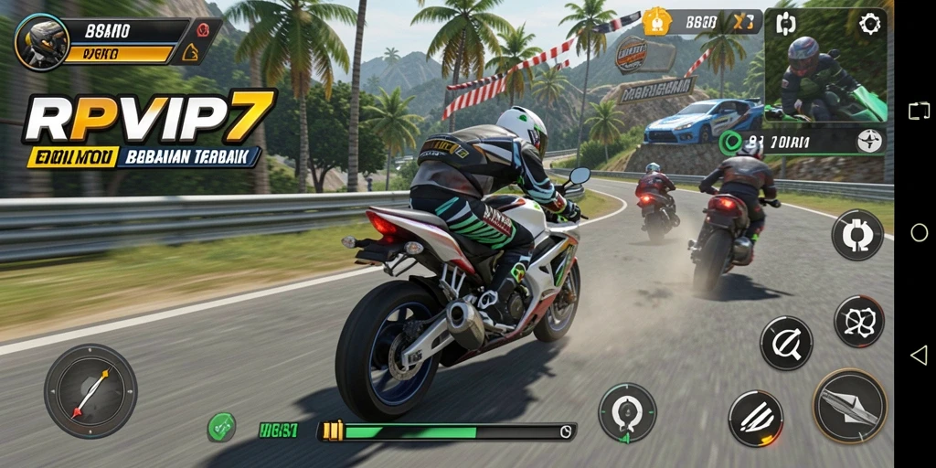 Gameplay balapan motor yang mendebarkan dengan grafik menakjubkan.