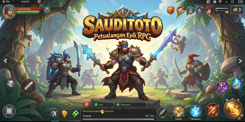 Tampilan gameplay <strong>SAUDITOTO</strong> menampilkan aksi seru dan karakter berwarna-warni.